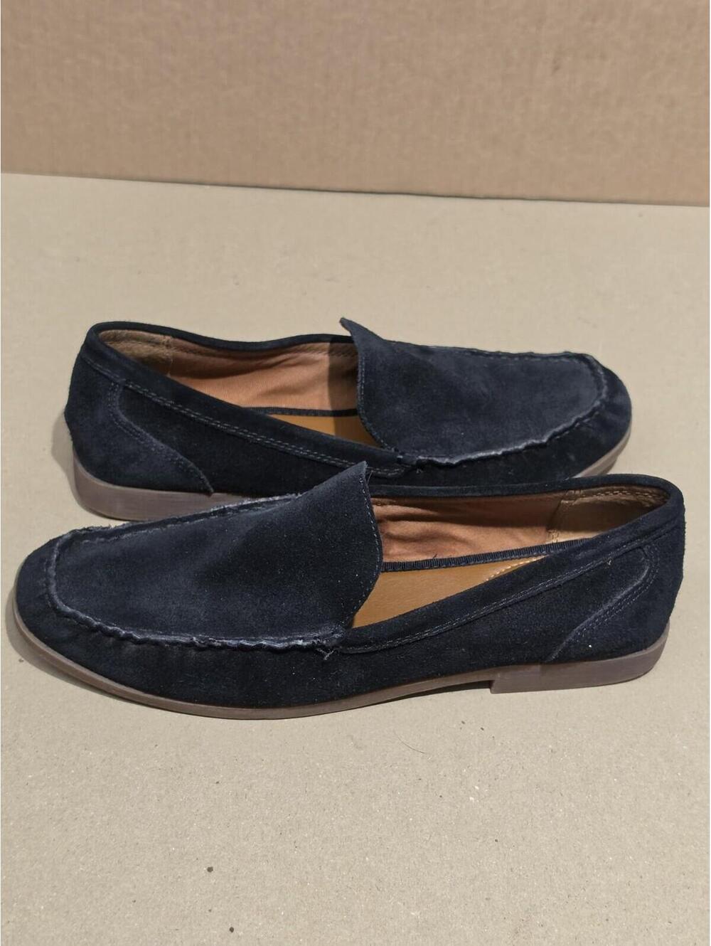 Franco Sarto Black Suede Loafers Women Leather Slip On Flats Office Quiet Luxury - Picture 3 of 10